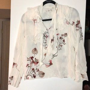 Little Moon Aritzia red& real floral blouse